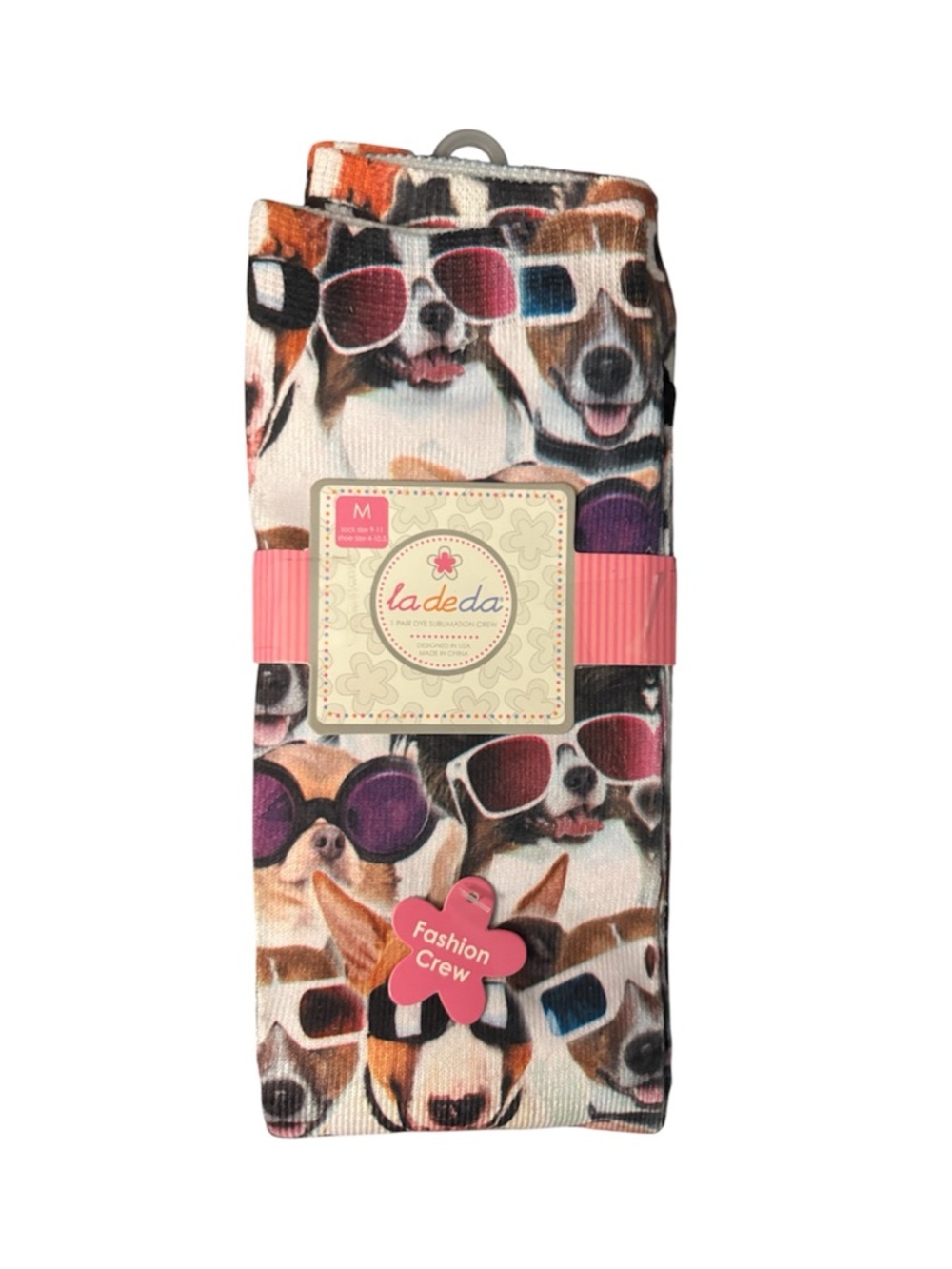 Dog Sunglasses Crew Socks Set 2 pairs size 9 - 11